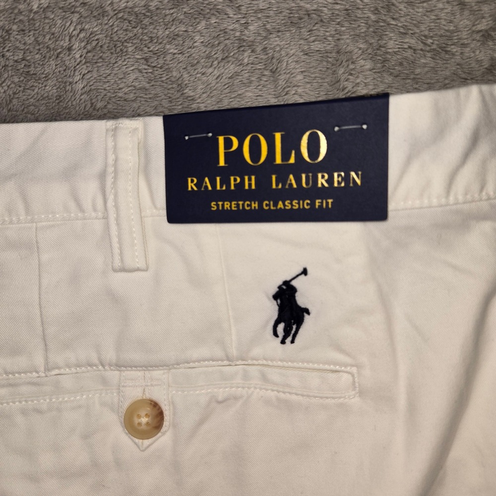Polo Ralph Lauren Mens White Stretch Classic Fit Chino Shorts 48 NEW - Picture 5 of 11